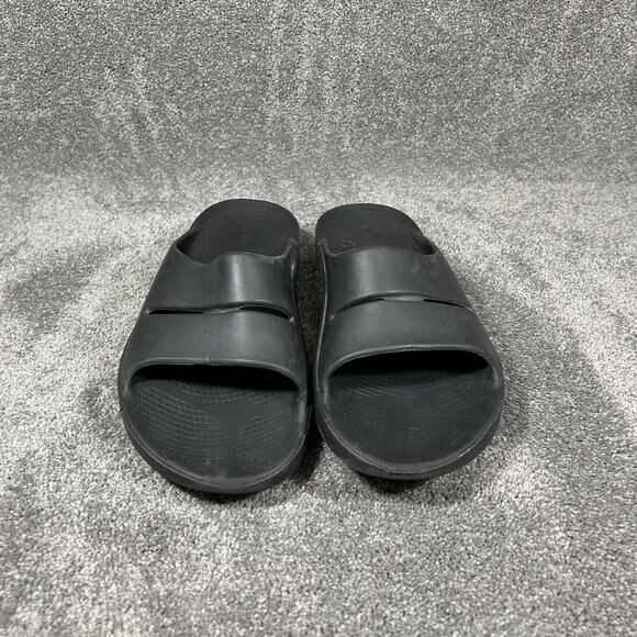OOFOS OOahh Men’s Size 12 Black Gym Recovery Slip On Sandal Slides Used - Picture 2 of 12